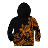 Polynesian Pride Plumeria Flowers Kid Hoodie Polynesian Tribal Gold Vibe LT9 - Polynesian Pride