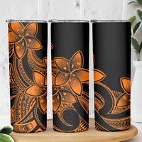 Polynesian Tribal Plumeria Flowers Skinny Tumbler Gold Vibe