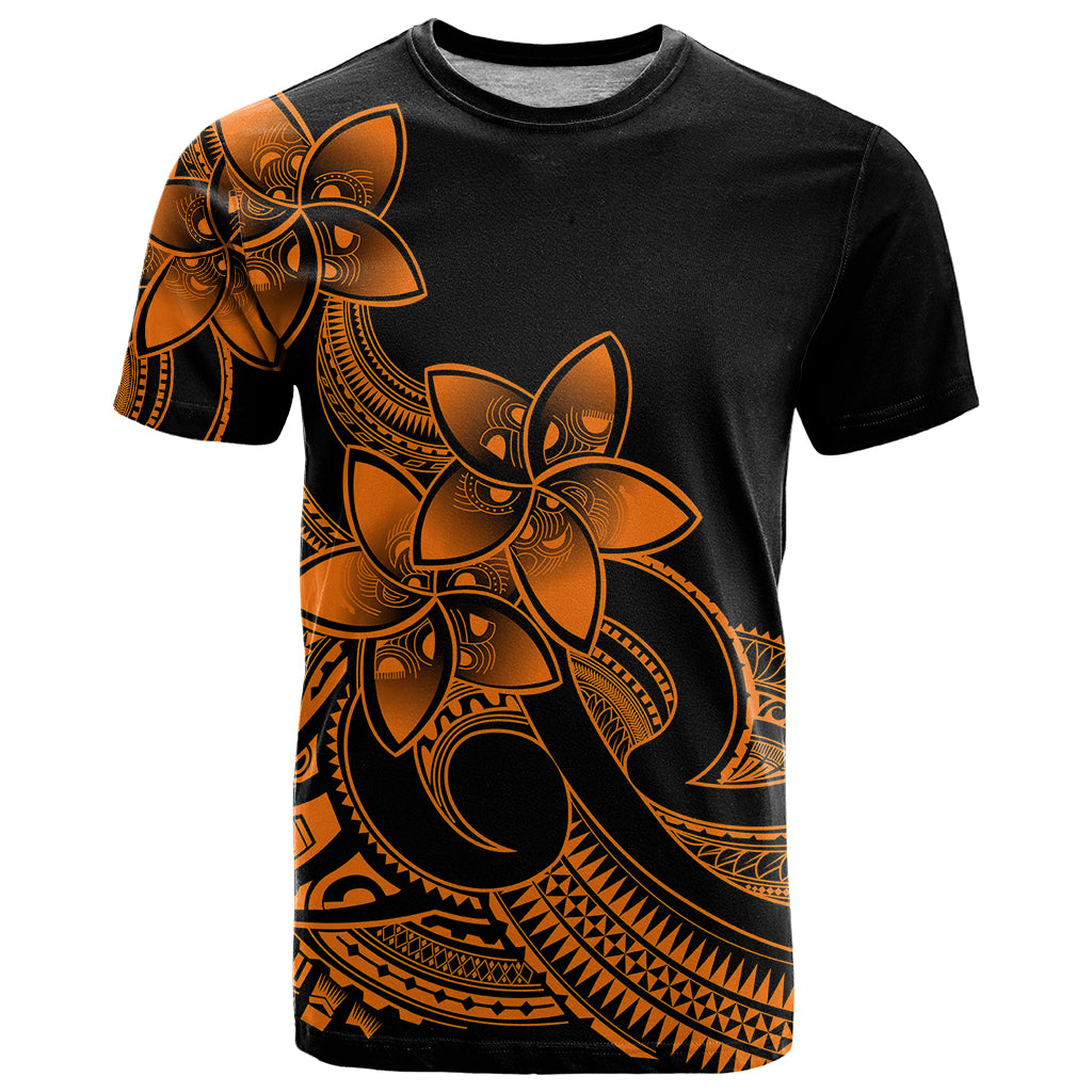 Polynesian Pride Plumeria Flowers T Shirt Polynesian Tribal Gold Vibe LT9 Gold - Polynesian Pride