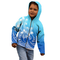 Polynesian Pride Plumeria Flowers Kid Hoodie Polynesian Tribal Gradient Blue LT9 - Polynesian Pride