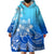 Polynesian Pride Plumeria Flowers Wearable Blanket Hoodie Polynesian Tribal Gradient Blue LT9 - Polynesian Pride