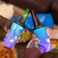 Polynesian Tribal Plumeria Flowers 4 in 1 Can Cooler Tumbler Gradient Purple Vibe