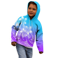 Polynesian Pride Plumeria Flowers Kid Hoodie Polynesian Tribal Gradient Purple LT9 - Polynesian Pride