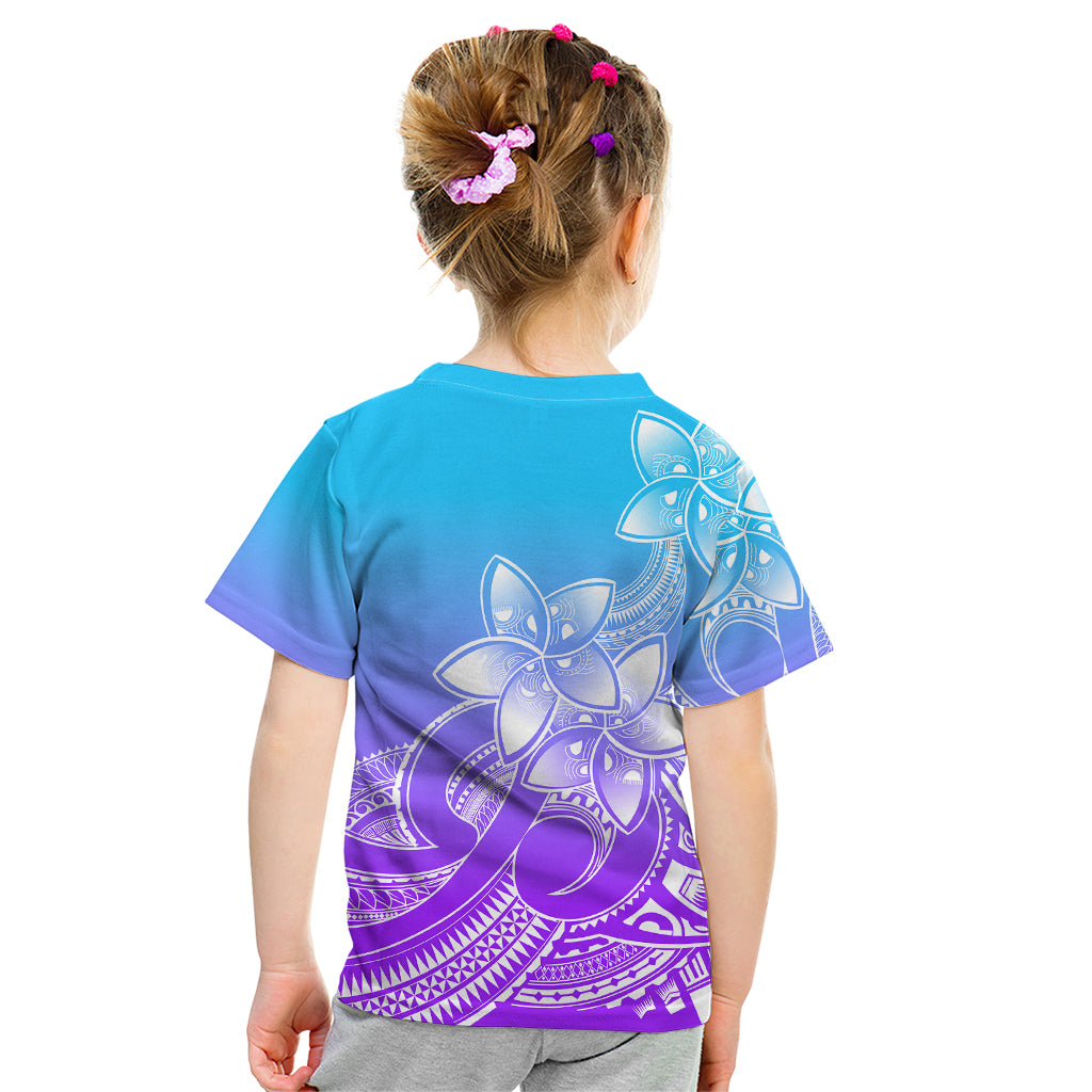 Polynesian Pride Plumeria Flowers Kid T Shirt Polynesian Tribal Gradient Purple LT9 - Polynesian Pride
