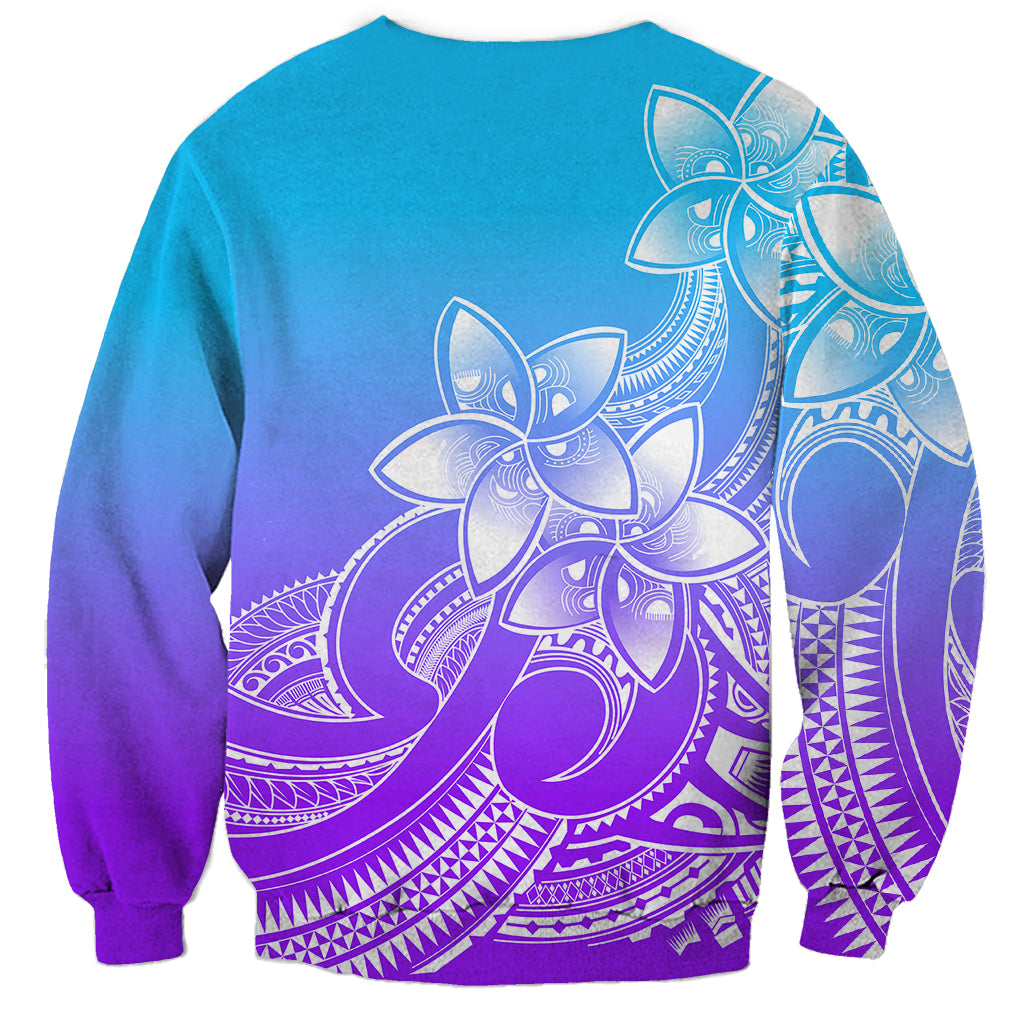 Polynesian Pride Plumeria Flowers Sweatshirt Polynesian Tribal Gradient Purple LT9 - Polynesian Pride