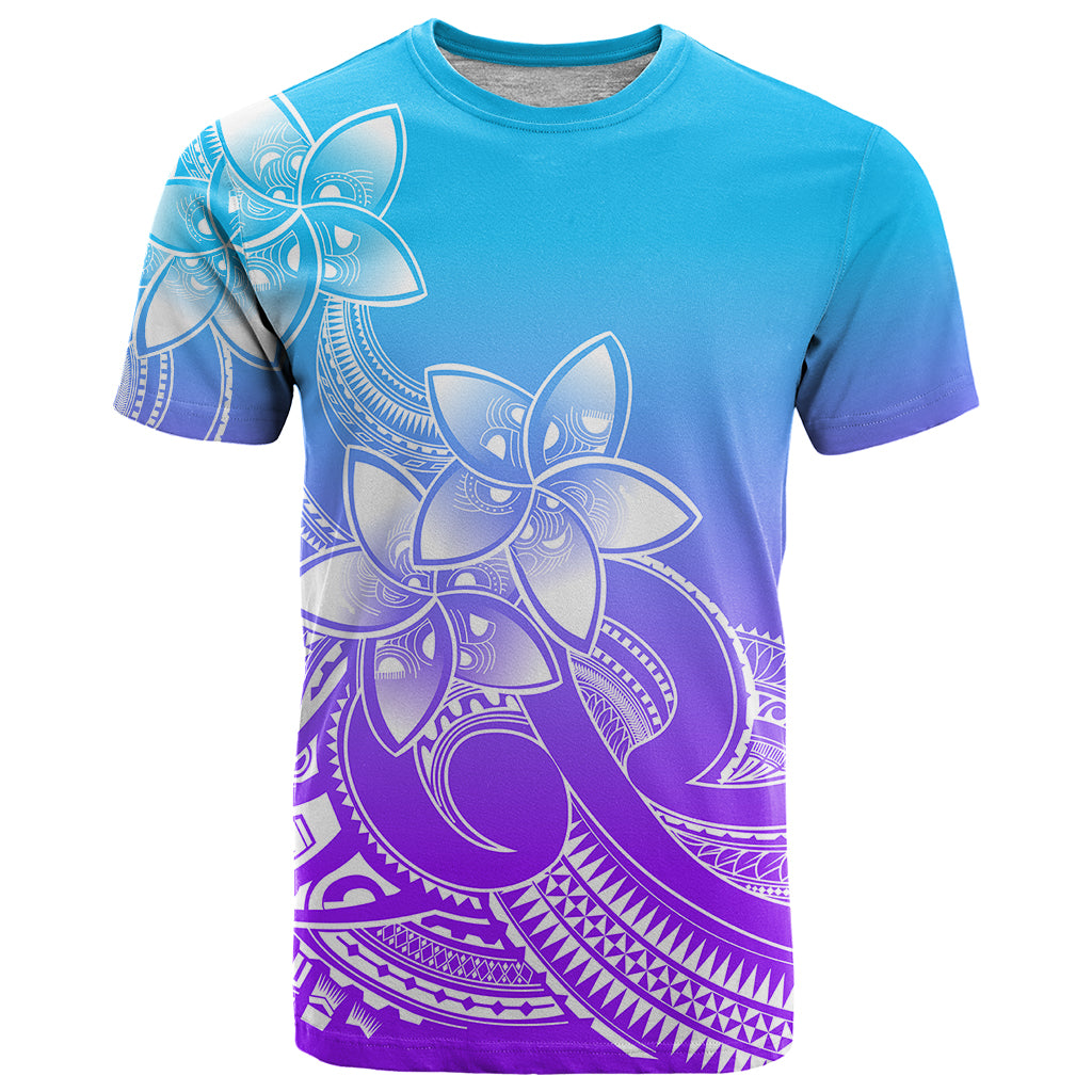 Polynesian Pride Plumeria Flowers T Shirt Polynesian Tribal Gradient Purple LT9 Purple - Polynesian Pride