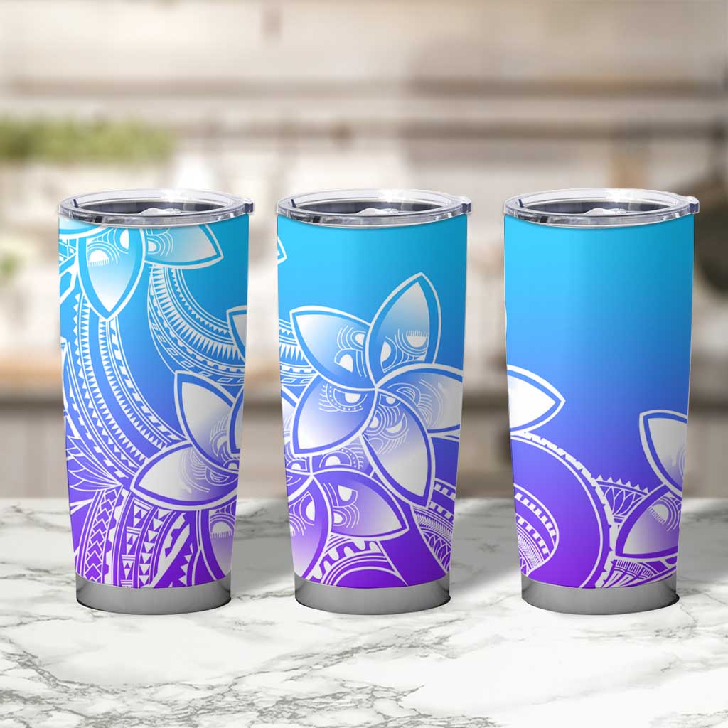 Polynesian Tribal Plumeria Flowers Tumbler Cup Gradient Purple Vibe