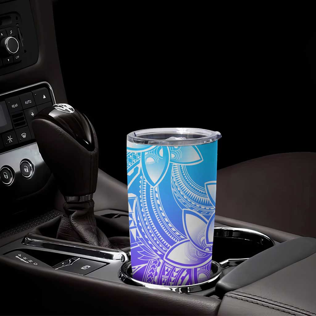 Polynesian Tribal Plumeria Flowers Tumbler Cup Gradient Purple Vibe