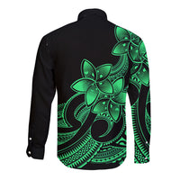 Polynesian Pride Plumeria Flowers Long Sleeve Button Shirt Polynesian Tribal Green Vibe LT9 - Polynesian Pride