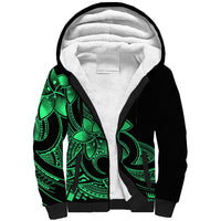 Polynesian Pride Plumeria Flowers Sherpa Hoodie Polynesian Tribal Green Vibe LT9 Unisex Green - Polynesian Pride