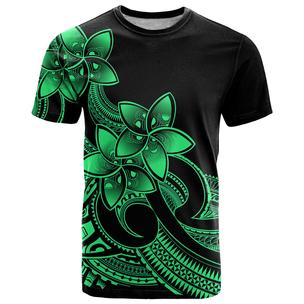 Polynesian Pride Plumeria Flowers T Shirt Polynesian Tribal Green Vibe LT9 Green - Polynesian Pride