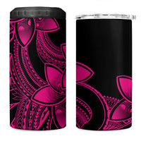 Polynesian Tribal Plumeria Flowers 4 in 1 Can Cooler Tumbler Pink Vibe
