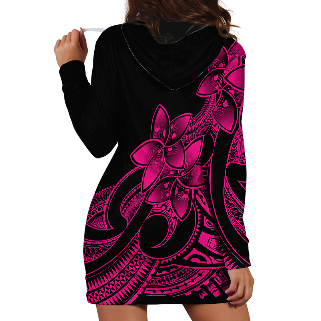 Polynesian Pride Plumeria Flowers Hoodie Dress Polynesian Tribal Pink Vibe LT9 - Polynesian Pride