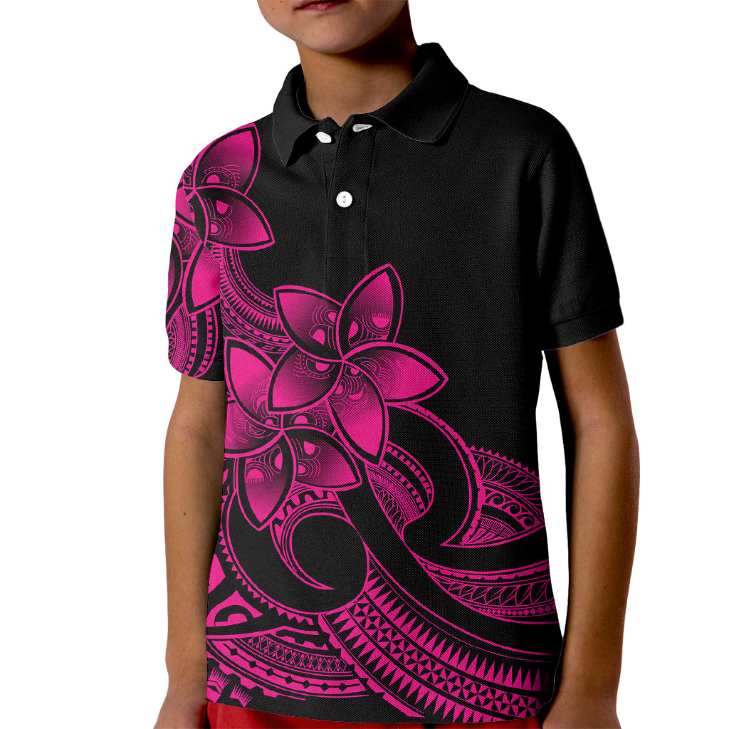 Polynesian Pride Plumeria Flowers Kid Polo Shirt Polynesian Tribal Pink Vibe LT9 Kid Pink - Polynesian Pride