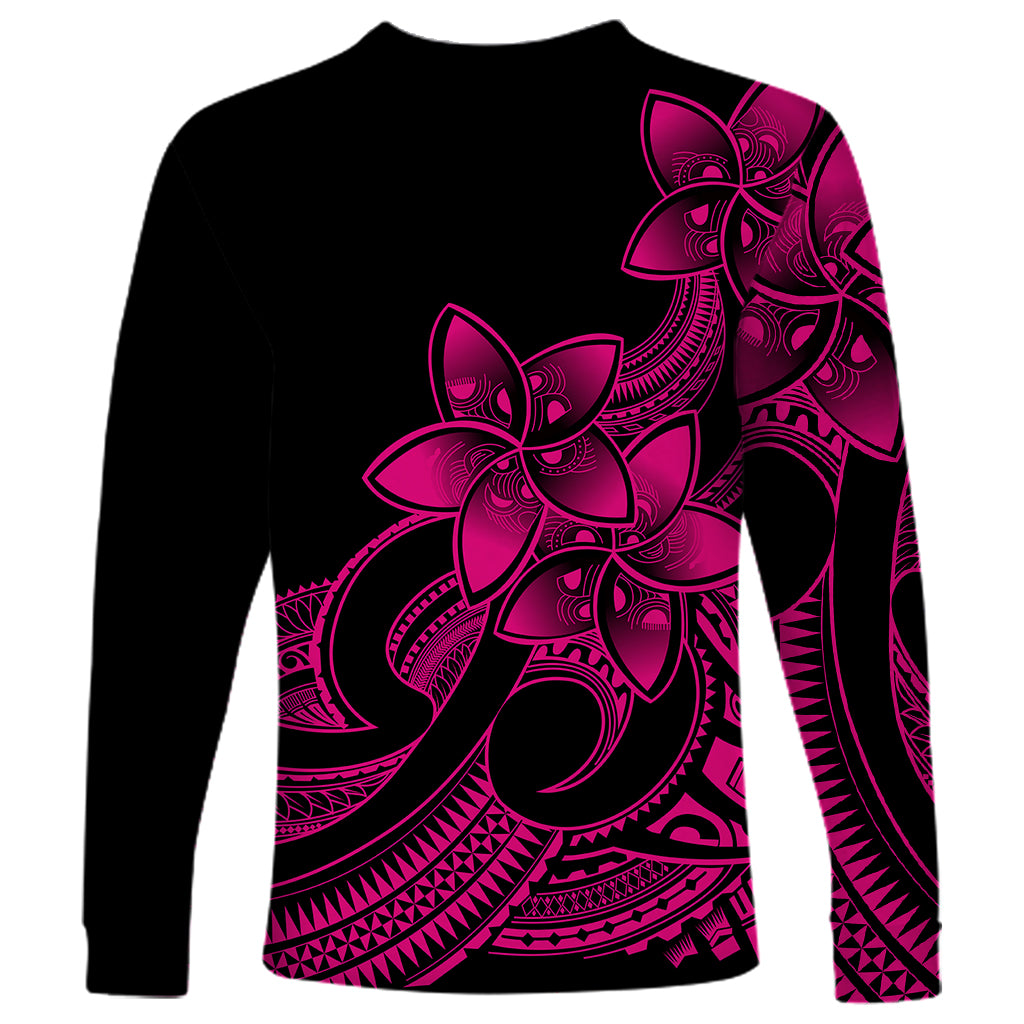 Polynesian Pride Plumeria Flowers Long Sleeve Shirt Polynesian Tribal Pink Vibe LT9 - Polynesian Pride