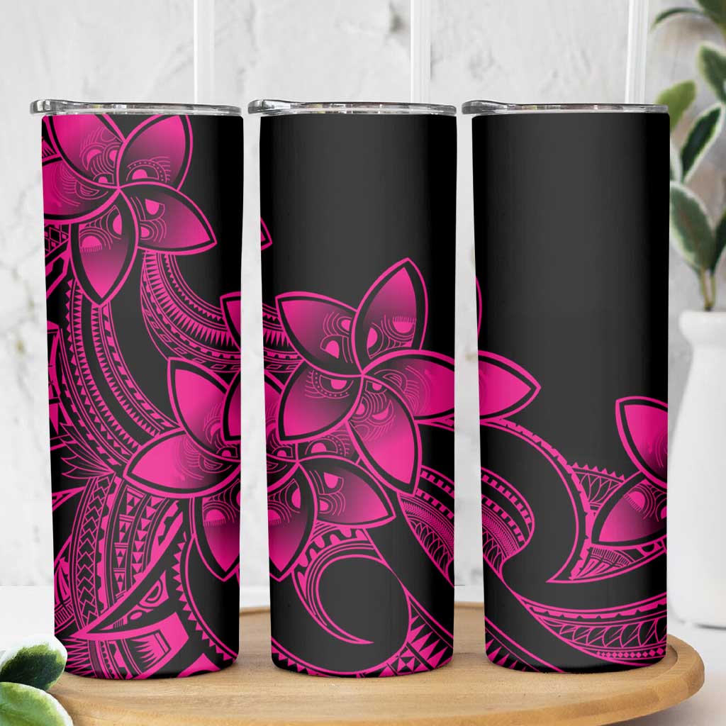 Polynesian Tribal Plumeria Flowers Skinny Tumbler Pink Vibe