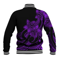 Polynesian Pride Plumeria Flowers Baseball Jacket Polynesian Tribal Purple Vibe LT9 - Polynesian Pride