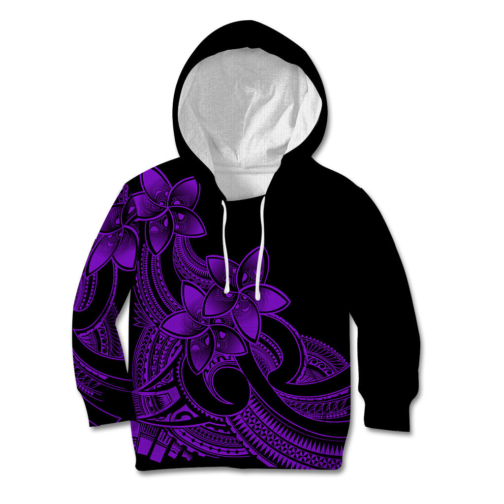 Polynesian Pride Plumeria Flowers Kid Hoodie Polynesian Tribal Purple Vibe LT9 Hoodie Purple - Polynesian Pride