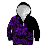 Polynesian Pride Plumeria Flowers Kid Hoodie Polynesian Tribal Purple Vibe LT9 Zip Hoodie Purple - Polynesian Pride