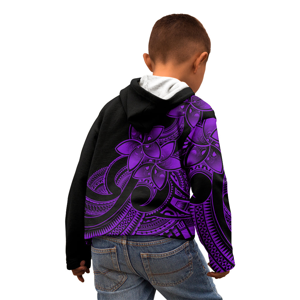 Polynesian Pride Plumeria Flowers Kid Hoodie Polynesian Tribal Purple Vibe LT9 - Polynesian Pride