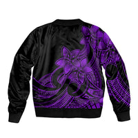Polynesian Pride Plumeria Flowers Sleeve Zip Bomber Jacket Polynesian Tribal Purple Vibe LT9 - Polynesian Pride
