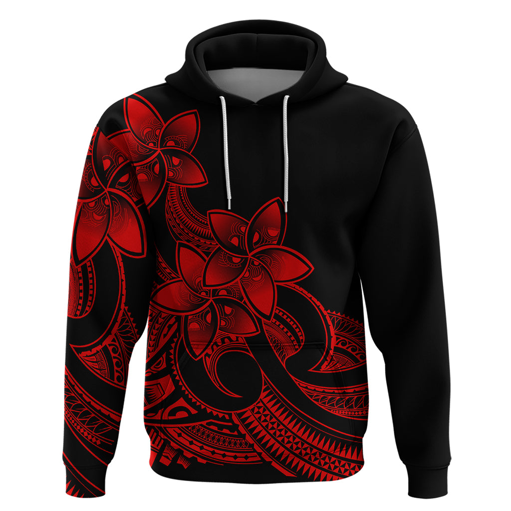 Polynesian Pride Plumeria Flowers Hoodie Polynesian Tribal Red Vibe LT9 Red - Polynesian Pride