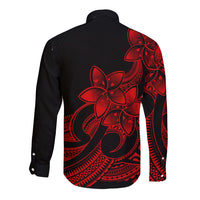 Polynesian Pride Plumeria Flowers Long Sleeve Button Shirt Polynesian Tribal Red Vibe LT9 - Polynesian Pride