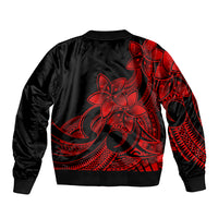 Polynesian Pride Plumeria Flowers Sleeve Zip Bomber Jacket Polynesian Tribal Red Vibe LT9 - Polynesian Pride