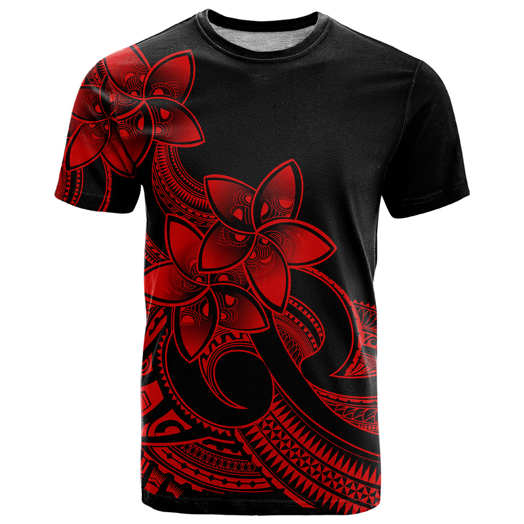 Polynesian Pride Plumeria Flowers T Shirt Polynesian Tribal Red Vibe LT9 Red - Polynesian Pride