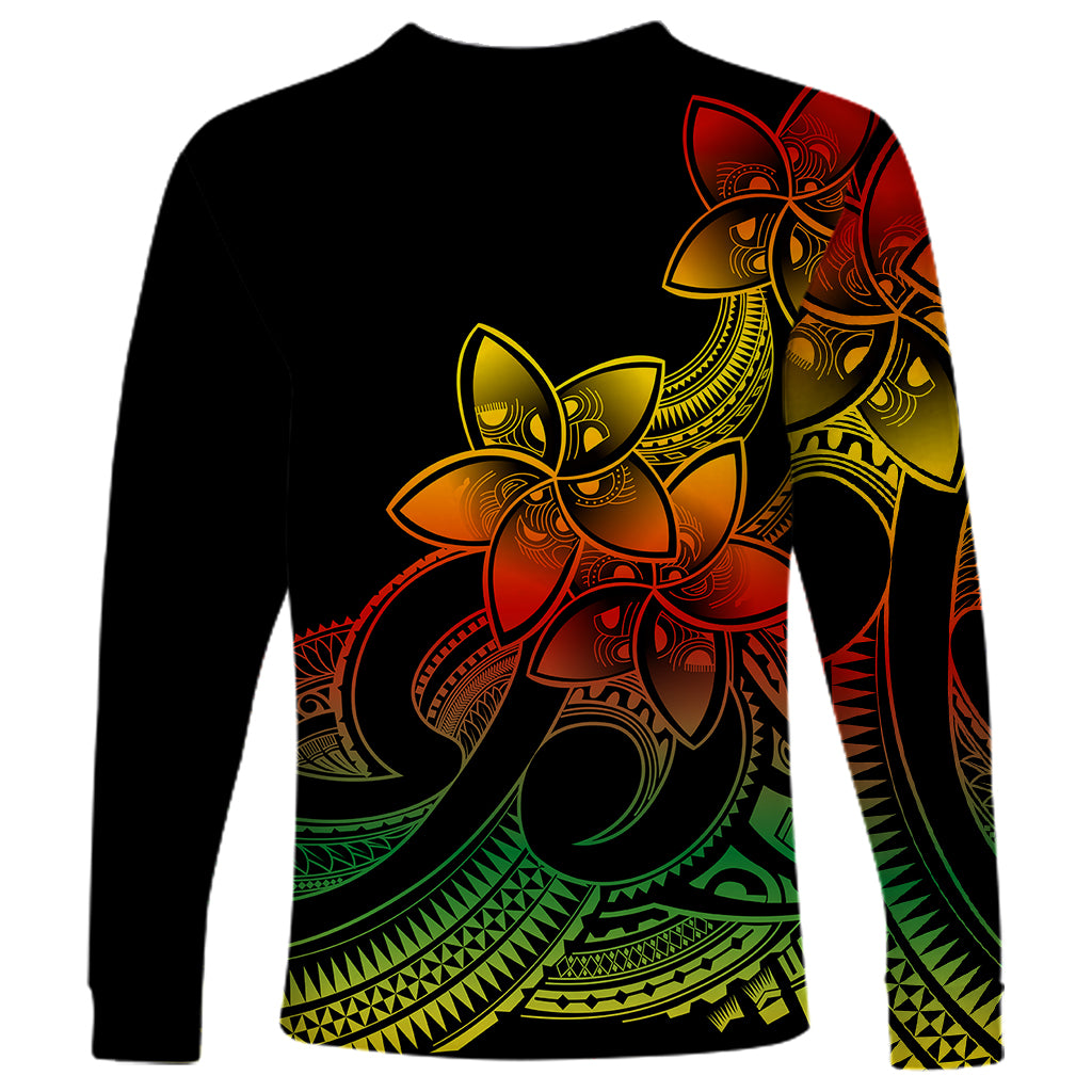Polynesian Pride Plumeria Flowers Long Sleeve Shirt Polynesian Tribal Reggae Vibe LT9 - Polynesian Pride