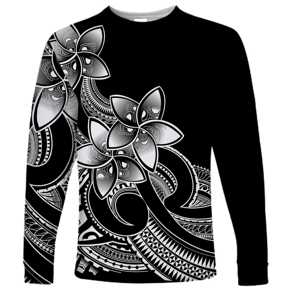 Polynesian Pride Plumeria Flowers Long Sleeve Shirt Polynesian Tribal White Vibe LT9 Unisex White - Polynesian Pride