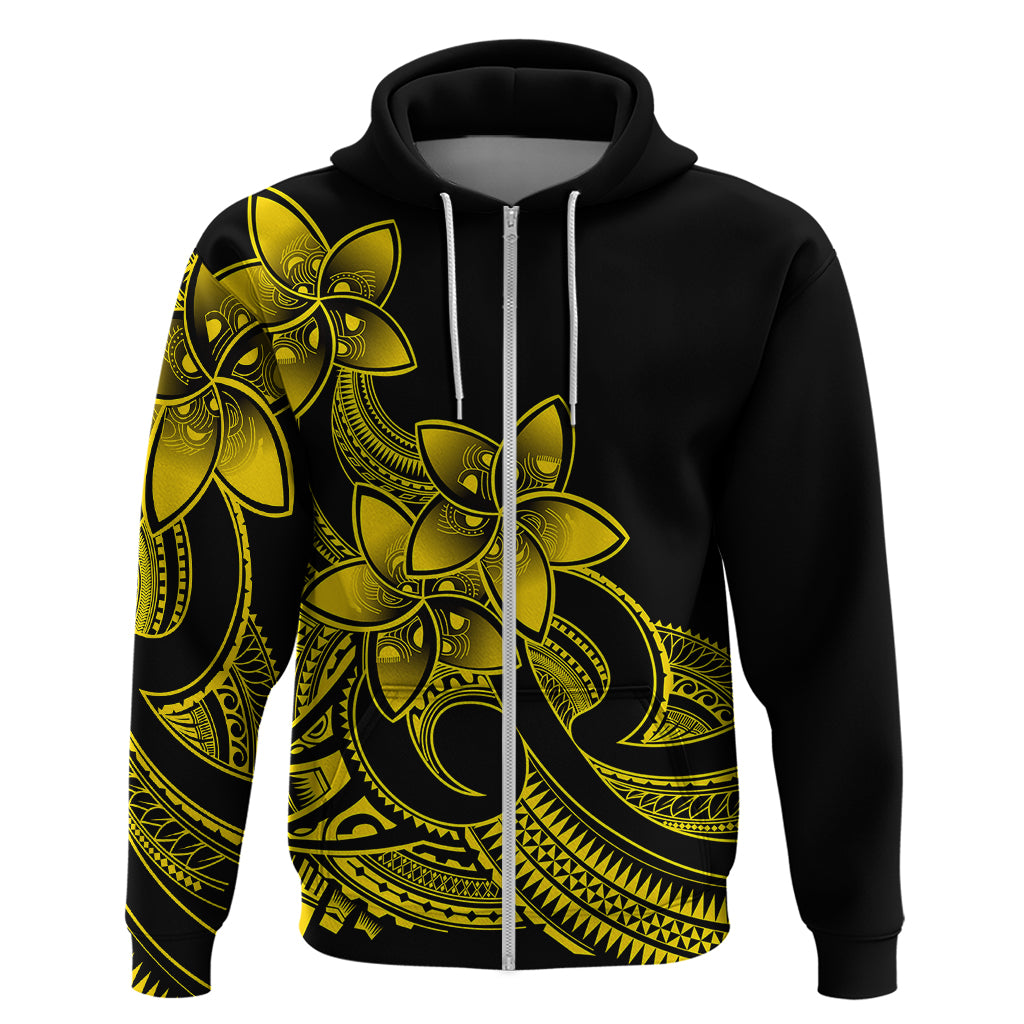 Polynesian Pride Plumeria Flowers Hoodie Polynesian Tribal Yellow Vibe LT9 - Polynesian Pride