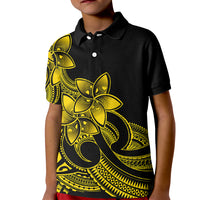 Polynesian Pride Plumeria Flowers Kid Polo Shirt Polynesian Tribal Yellow Vibe LT9 Kid Yellow - Polynesian Pride