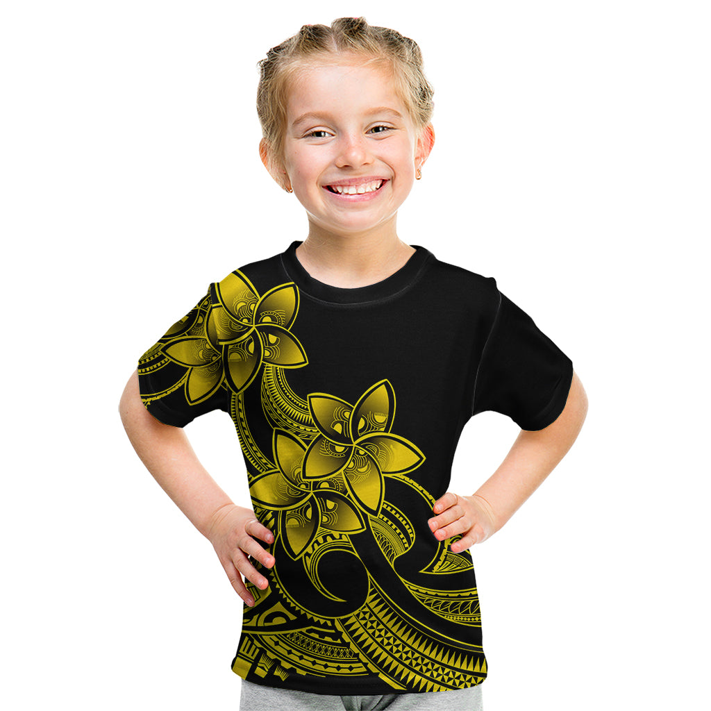 Polynesian Pride Plumeria Flowers Kid T Shirt Polynesian Tribal Yellow Vibe LT9 Yellow - Polynesian Pride