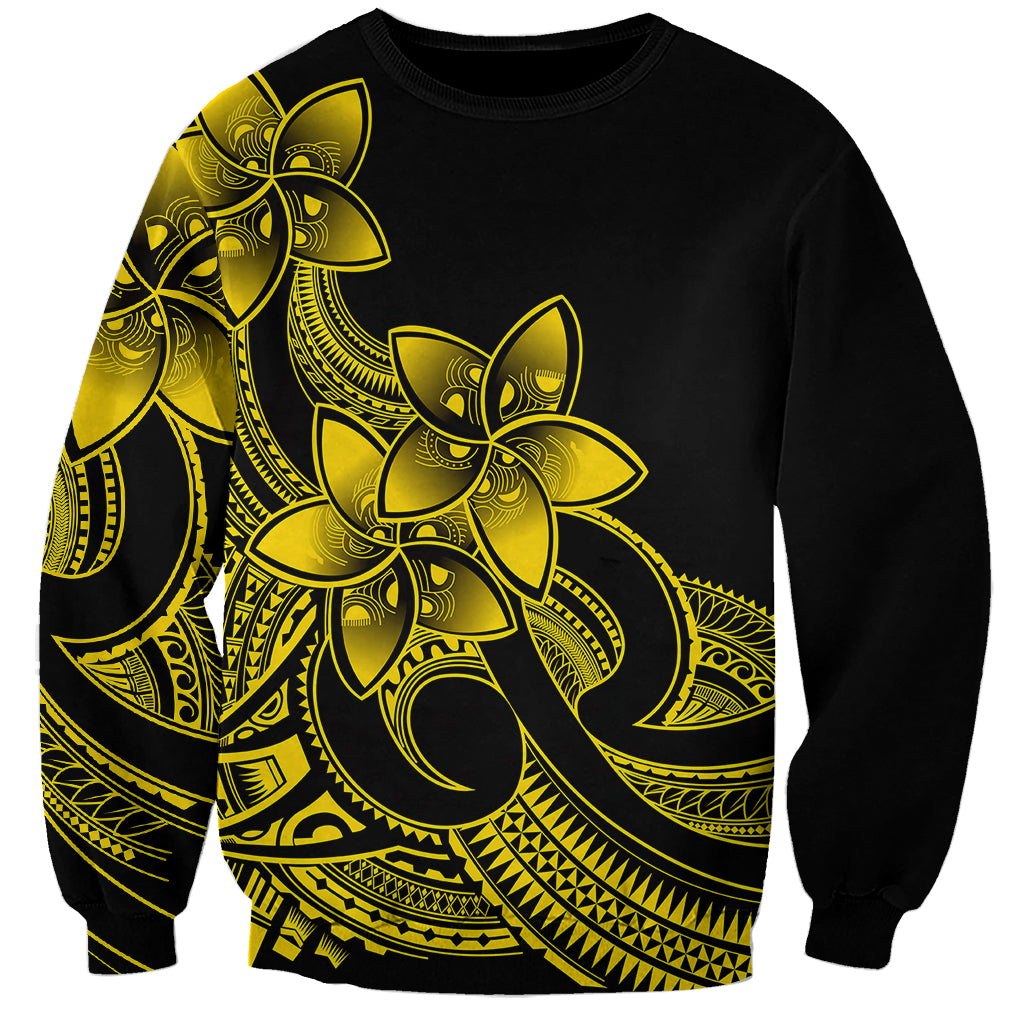 Polynesian Pride Plumeria Flowers Sweatshirt Polynesian Tribal Yellow Vibe LT9 Unisex Yellow - Polynesian Pride