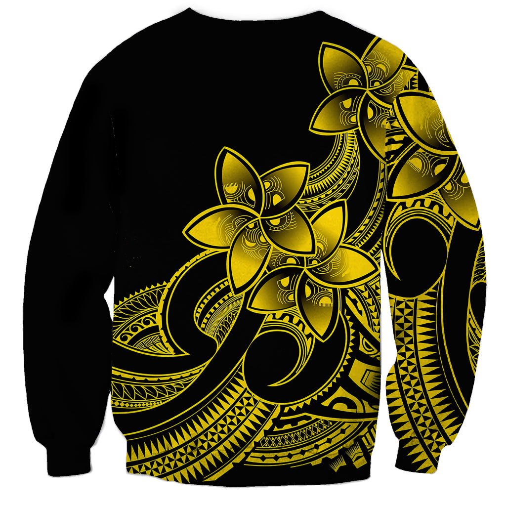 Polynesian Pride Plumeria Flowers Sweatshirt Polynesian Tribal Yellow Vibe LT9 - Polynesian Pride