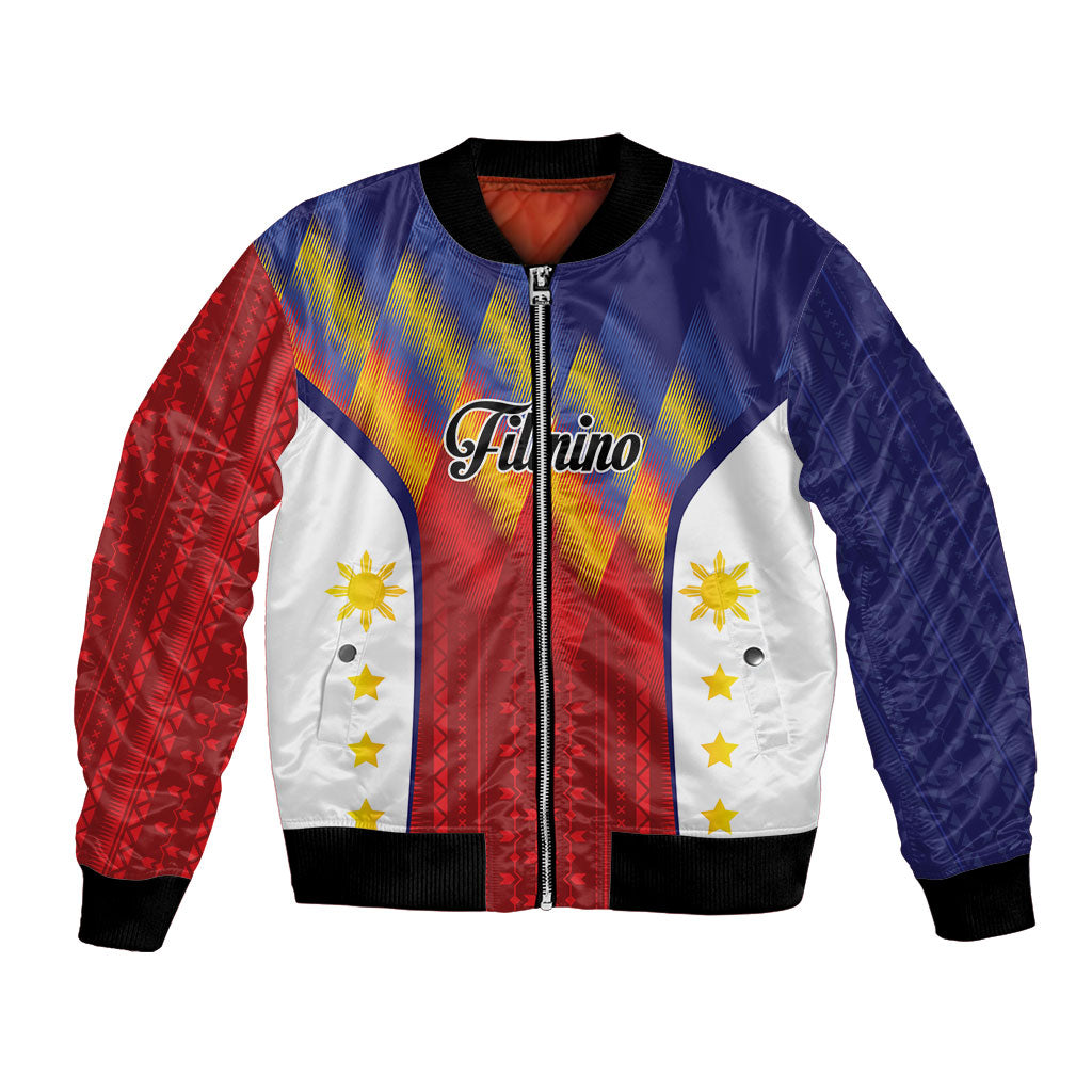 Personalized Philippines Eight Rays Sun Bomber Jacket Traditional Filipino Igorot Pattern Motif LT9 Unisex Red - Polynesian Pride