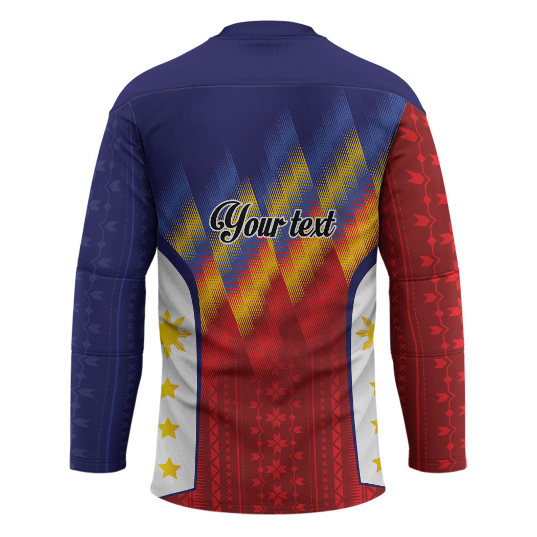 Personalized Philippines Eight Rays Sun Hockey Jersey Traditional Filipino Igorot Pattern Motif