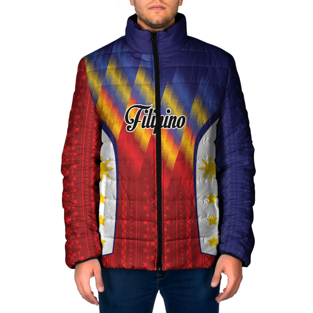 Personalized Philippines Eight Rays Sun Padded Jacket Traditional Filipino Igorot Pattern Motif LT9 Men Red - Polynesian Pride