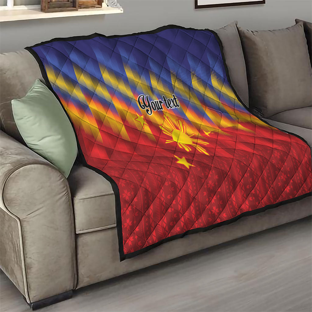 Personalized Philippines Eight Rays Sun Quilt Traditional Filipino Igorot Pattern Motif