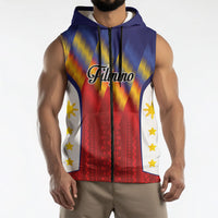 Personalized Philippines Eight Rays Sun Sleeveless Zip Hoodie Traditional Filipino Igorot Pattern Motif