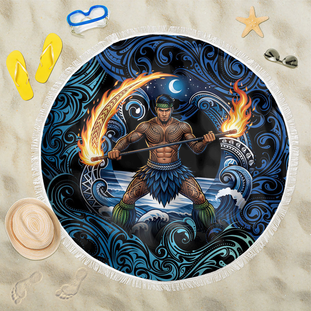 Samoa Siva Afi Beach Blanket Fireknife Fire Dance Pacific Tribal Motif