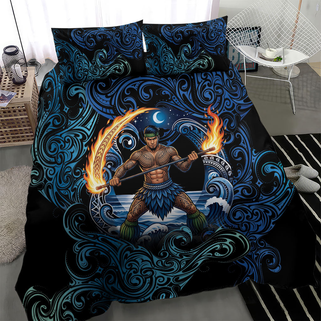 Samoa Siva Afi Bedding Set Fireknife Fire Dance Pacific Tribal Motif