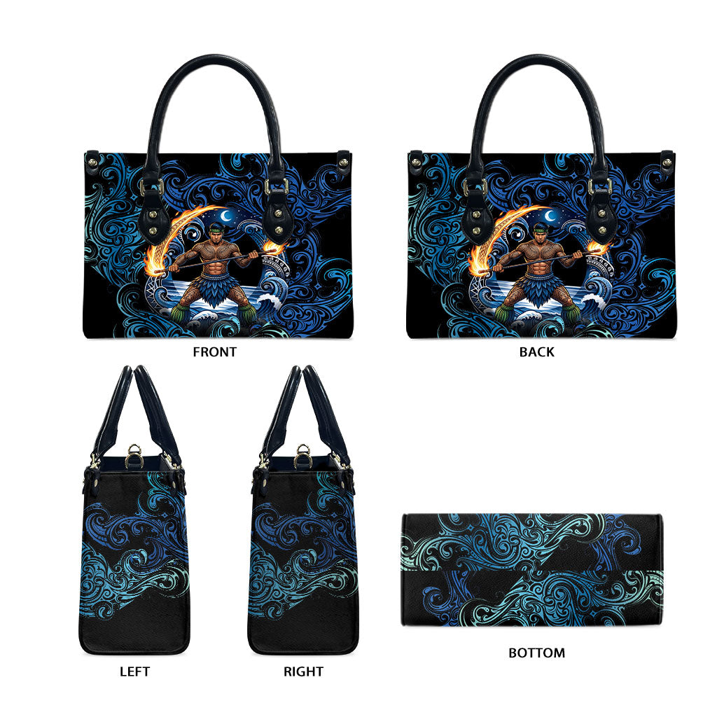 Samoa Siva Afi Leather Bag Fireknife Fire Dance Pacific Tribal Motif