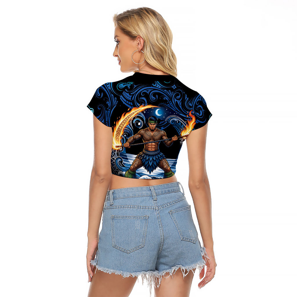 Samoa Siva Afi Raglan Cropped T Shirt Fireknife Fire Dance Pacific Tribal Motif
