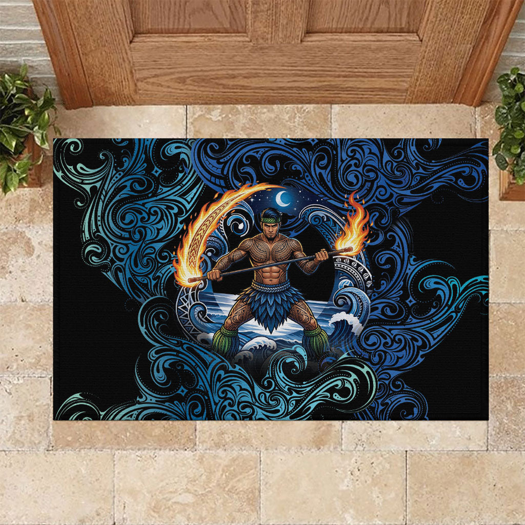 Samoa Siva Afi Rubber Doormat Fireknife Fire Dance Pacific Tribal Motif