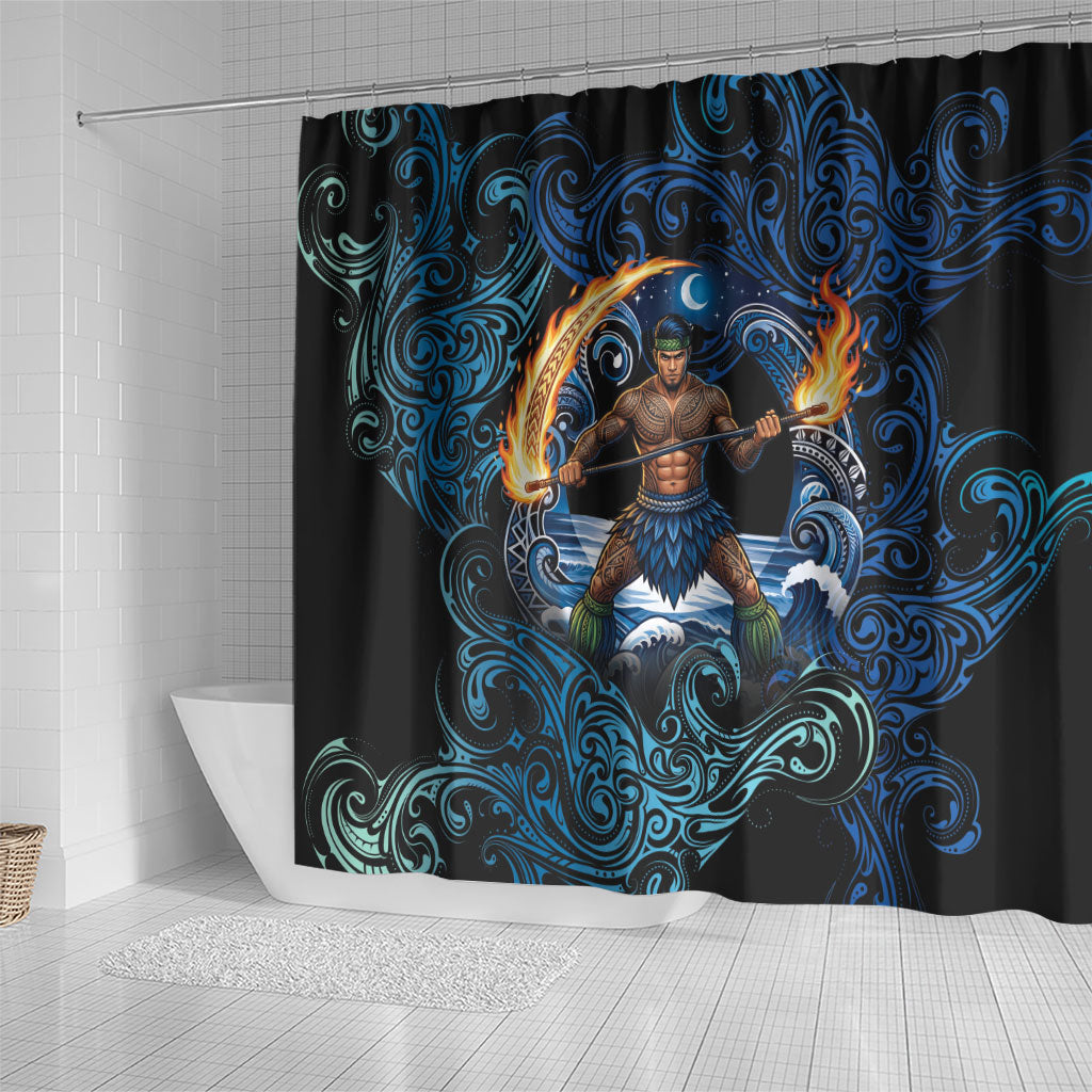 Samoa Siva Afi Shower Curtain Fireknife Fire Dance Pacific Tribal Motif