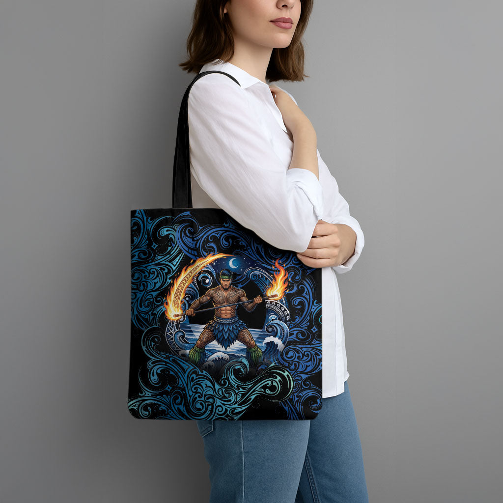Samoa Siva Afi Tote Bag Fireknife Fire Dance Pacific Tribal Motif