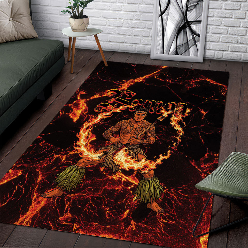 Samoa Siva Afi Dance Fireknife Area Rug Polynesian Heritage Fire Dance LT9 Black - Polynesian Pride