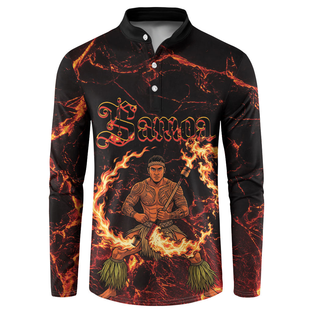Samoa Siva Afi Dance Fireknife Button Sweatshirt Polynesian Heritage Fire Dance